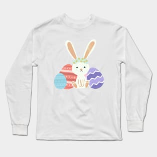 Happy Easter-Bunny and Eggs Long Sleeve T-Shirt